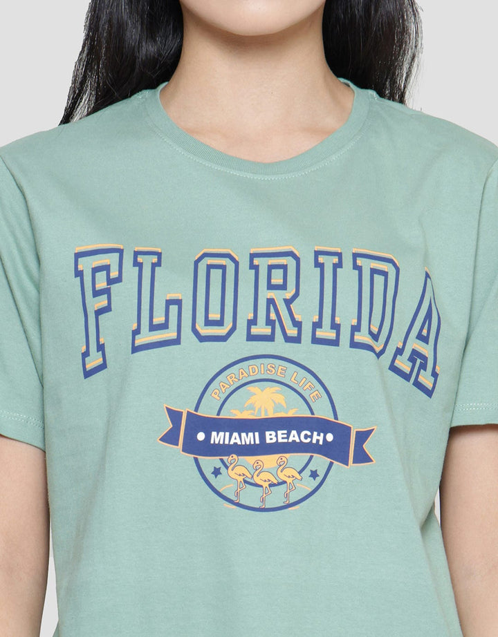 Nevada Florida Print Kaos Casual Wanita