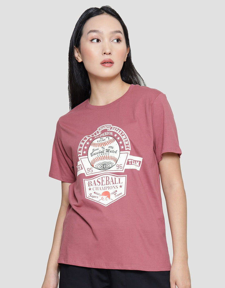 Nevada Baseball Print Reguler Kaos Wanita