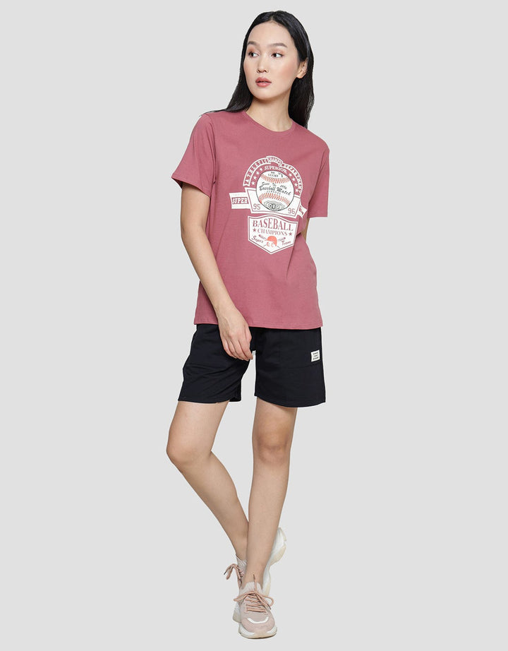 Nevada Baseball Print Reguler Kaos Wanita