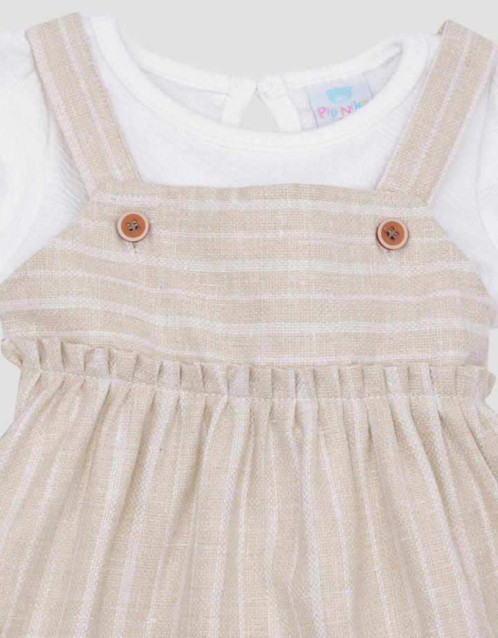 Pipiniko Pinafore Stripe Midi Dress Anak Perempuan