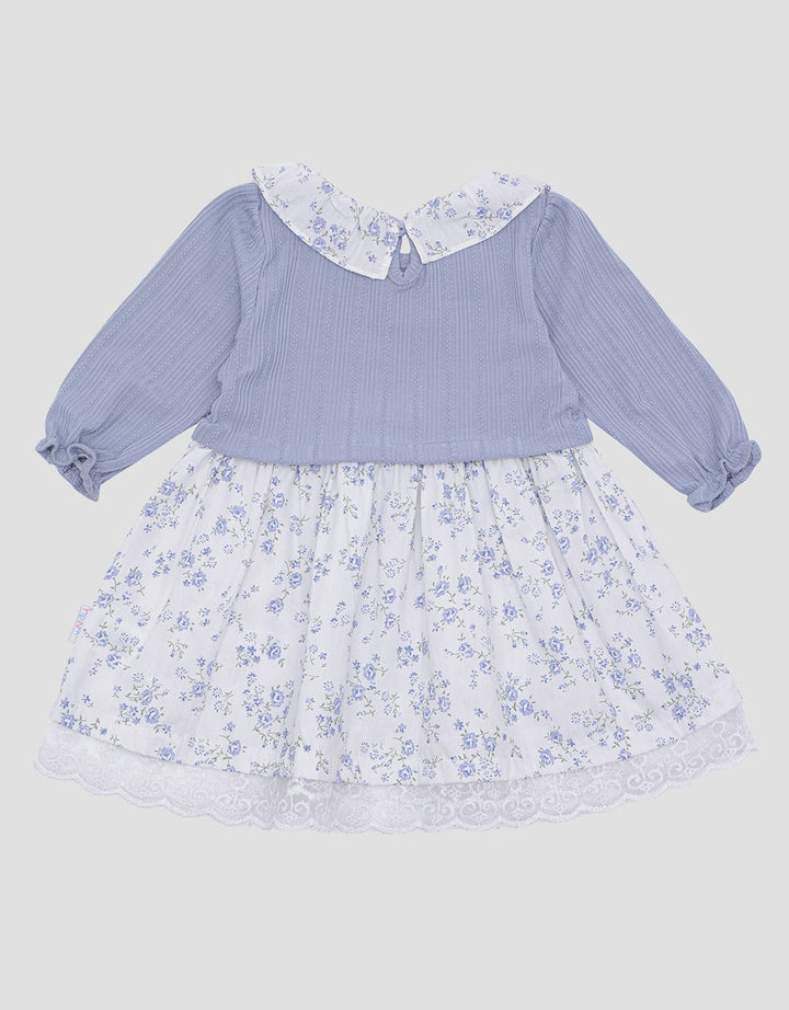 Pipiniko Midi Dress Combi Kerah Lengan Panjang Anak Perempuan