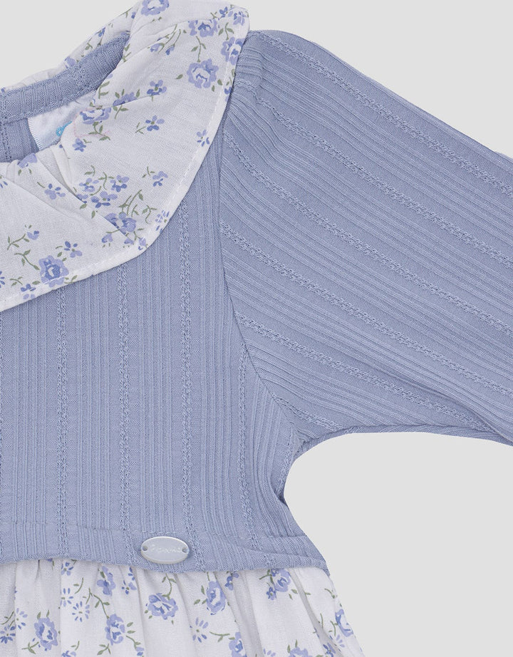 Pipiniko Midi Dress Combi Kerah Lengan Panjang Anak Perempuan