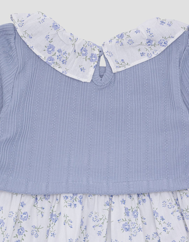 Pipiniko Midi Dress Combi Kerah Lengan Panjang Anak Perempuan