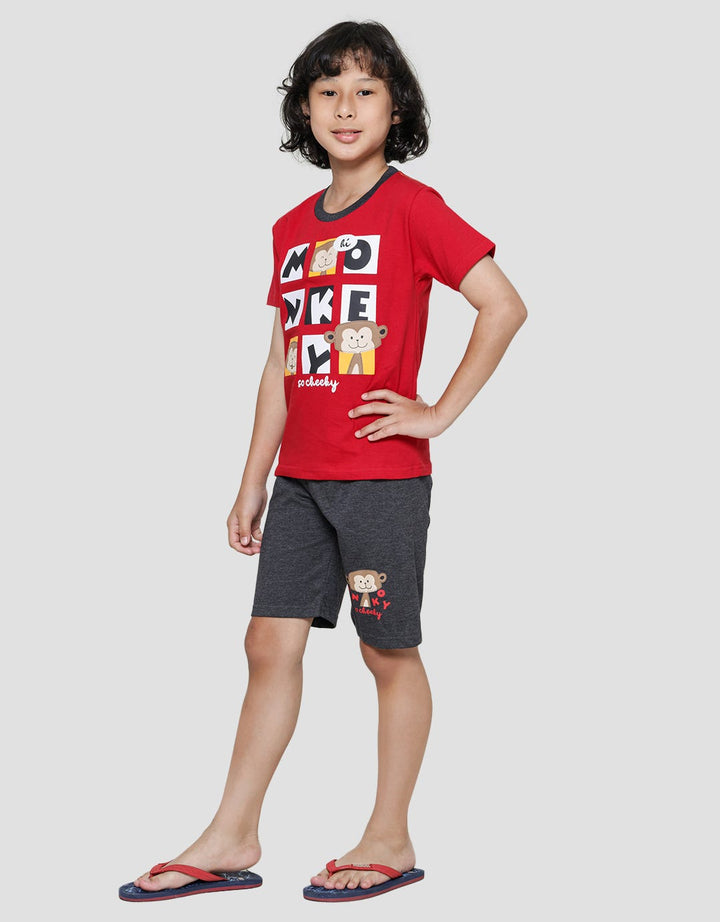 Little M Monkey Print Set Pakaian Anak Laki-laki