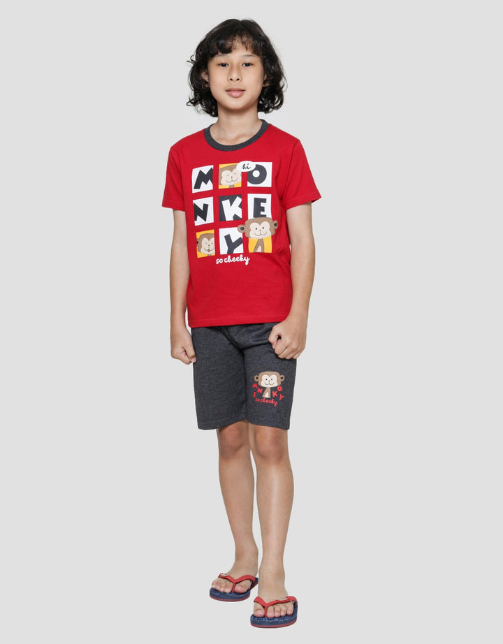 Little M Monkey Print Set Pakaian Anak Laki-laki