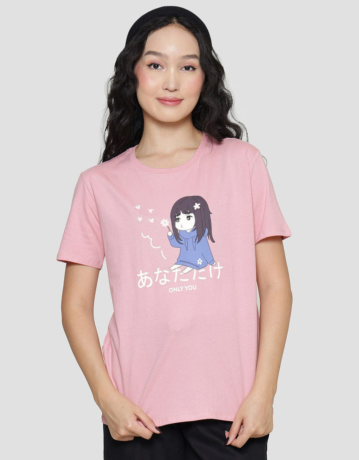 Nevada Anime I Just Wanna Be With You Kaos Lengan Pendek Wanita