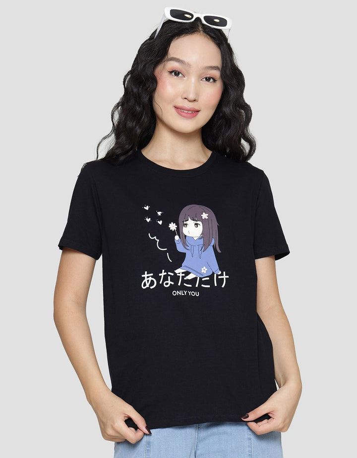 Nevada Anime I Just Wanna Be With You Kaos Lengan Pendek Wanita