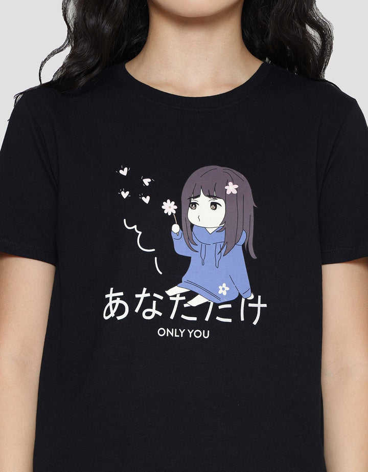 Nevada Anime I Just Wanna Be With You Kaos Lengan Pendek Wanita