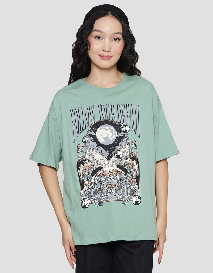 Nevada Oversize Follow Your Dream Kaos Lengan Pendek Wanita
