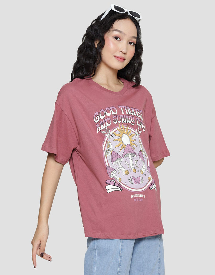 Nevada Oversize Good Times And Sunny Day Kaos Lengan Pendek Wanita
