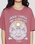 Nevada Oversize Good Times And Sunny Day Kaos Lengan Pendek Wanita