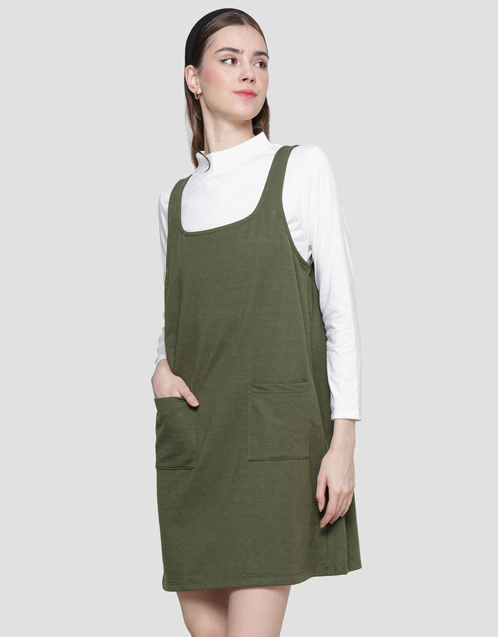 Nevada Overall Inner Midi Dress Wanita