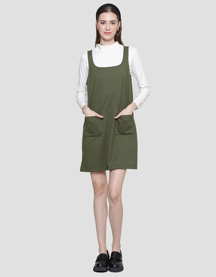 Nevada Overall Inner Midi Dress Wanita