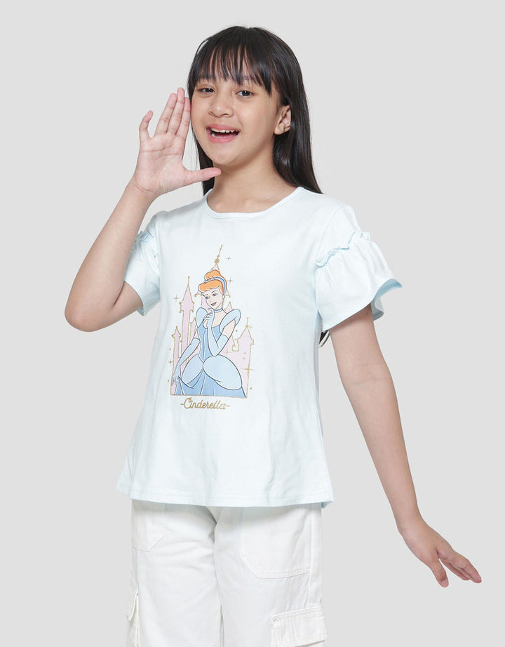 Disney Lengan Ruffle Cinderella Kaos Lengan Pendek Anak Perempuan