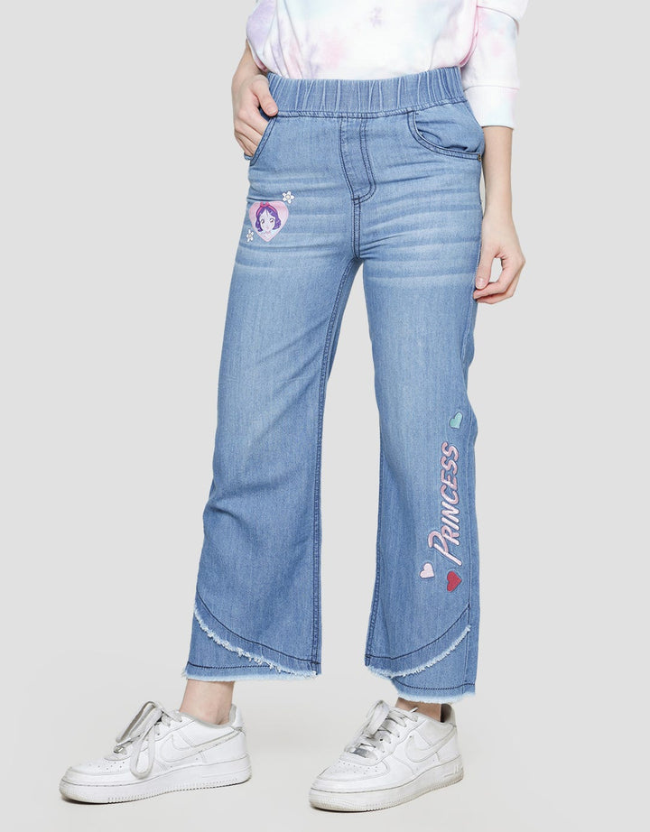 Disney Fraying Princess Anime Girls Denim Long Pants