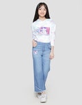 Disney Fraying Princess Anime Girls Denim Long Pants