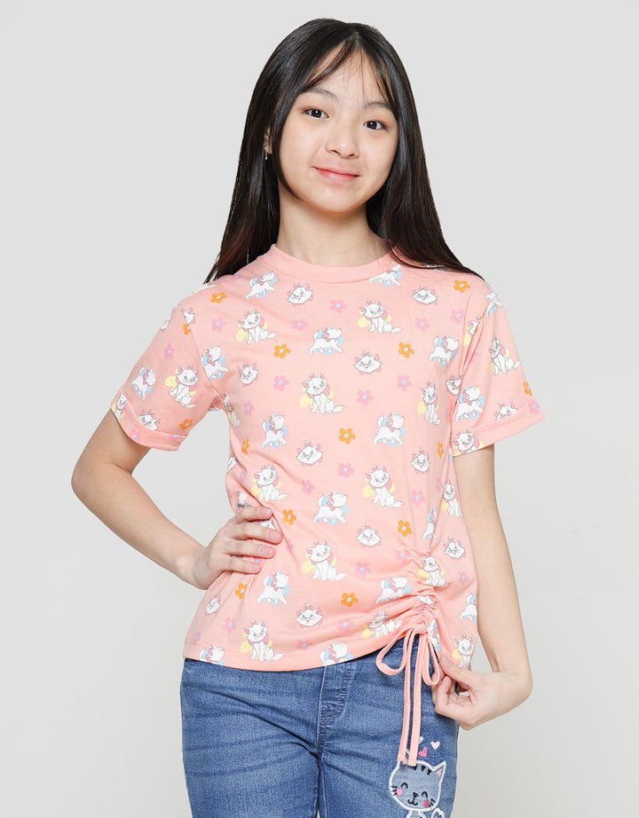 Disney Drawstring Print Marie Girls T-Shirt