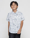 Nevada Poplin Print Abstract Kemeja Lengan Pendek Anak Laki-Laki