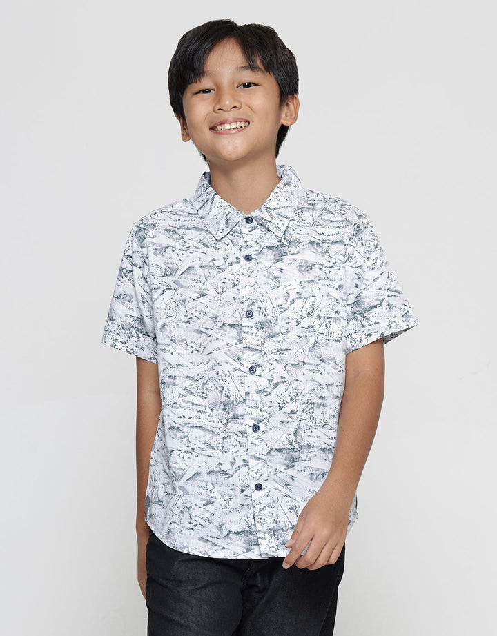 Nevada Poplin Print Abstract Kemeja Lengan Pendek Anak Laki-Laki