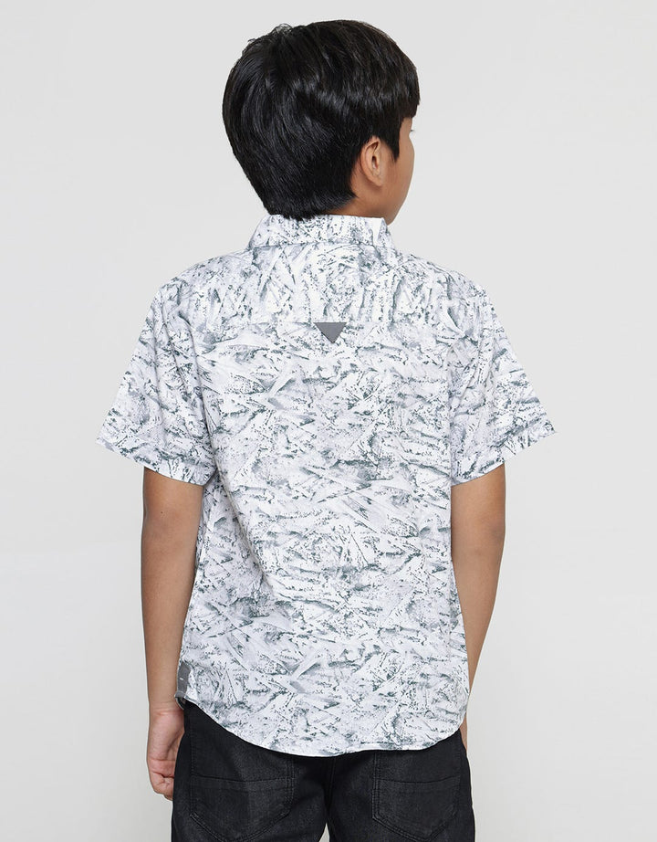 Nevada Poplin Print Abstract Kemeja Lengan Pendek Anak Laki-Laki