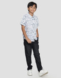 Nevada Poplin Print Abstract Kemeja Lengan Pendek Anak Laki-Laki