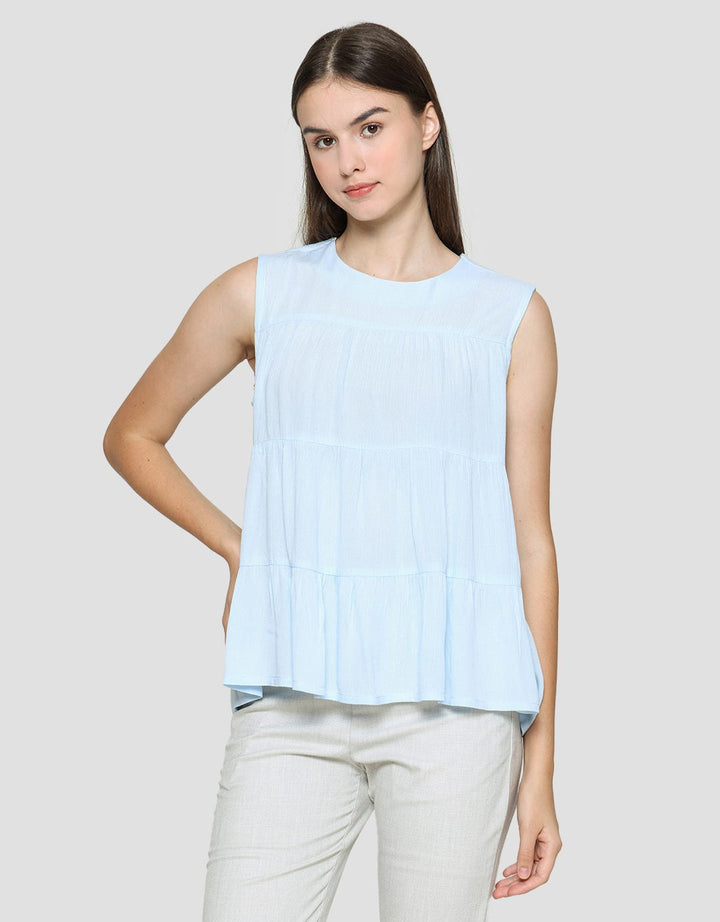 Connexion Blouse Sleveless Ruffle Wanita With Crinkle Air Flow