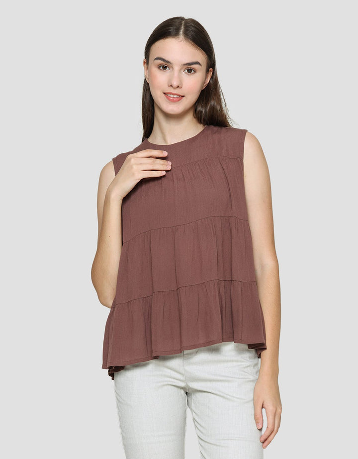 Connexion Blouse Sleveless Ruffle Wanita With Crinkle Air Flow