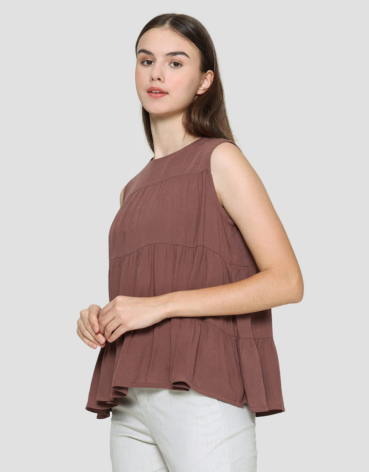 Connexion Blouse Sleveless Ruffle Wanita With Crinkle Air Flow