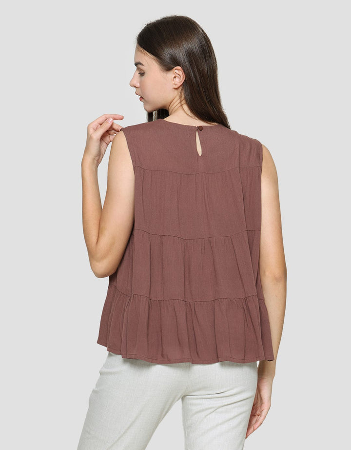 Connexion Blouse Sleveless Ruffle Wanita With Crinkle Air Flow