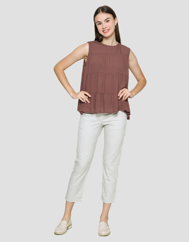 Connexion Blouse Sleveless Ruffle Wanita With Crinkle Air Flow