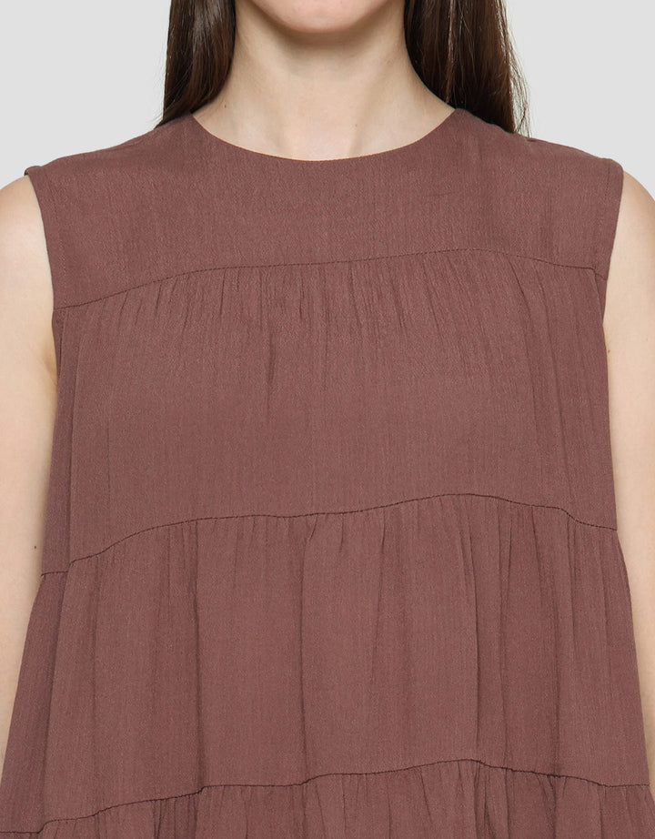 Connexion Blouse Sleveless Ruffle Wanita With Crinkle Air Flow