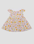 Pipiniko Stripes Flower Lengan Pendek Midi Dress Anak Perempuan