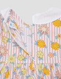 Pipiniko Stripes Flower Lengan Pendek Midi Dress Anak Perempuan