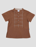 Pipiniko Boys Short Sleeve Shirt Check Screen Printing