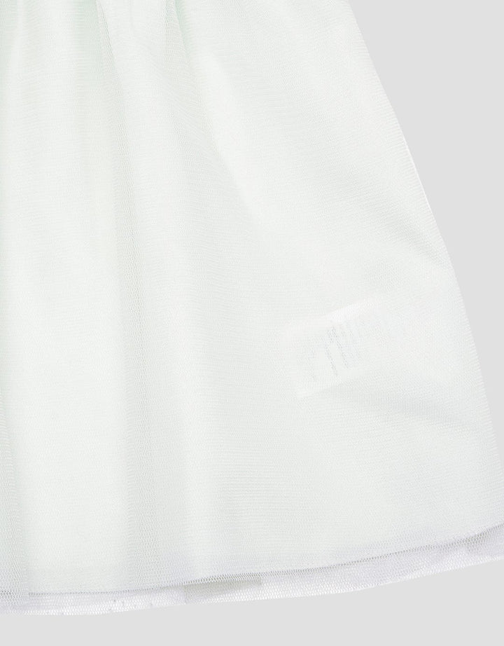 Pipiniko Tulle Motif Kotak Midi Dress Lengan Pendek Anak Perempuan