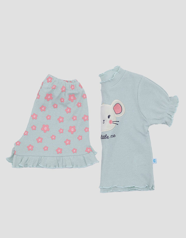 Pipiniko Ribbed Short Mouse Baju Set Anak Perempuan