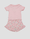 Pipiniko Ribbed Short Bear Baju Set Anak Perempuan