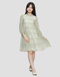 Sweet Miss Brocade Stacked Neck Ruffle Midi Dress for Girls