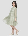 Sweet Miss Brocade Stacked Neck Ruffle Midi Dress for Girls