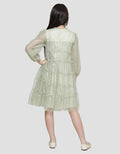 Sweet Miss Brocade Stacked Neck Ruffle Midi Dress for Girls