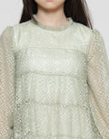 Sweet Miss Brocade Stacked Neck Ruffle Midi Dress for Girls