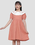 Sweet Miss Dobby Scallop Collar Midi Dress Short Sleeve Girls