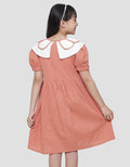 Sweet Miss Dobby Scallop Collar Midi Dress Short Sleeve Girls