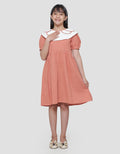 Sweet Miss Dobby Scallop Collar Midi Dress Short Sleeve Girls