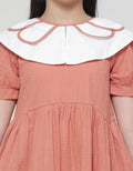 Sweet Miss Dobby Scallop Collar Midi Dress Short Sleeve Girls