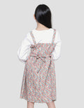 Sweet Miss Bunga Kombinasi Polos Midi Dress Overall Anak Perempuan