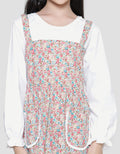 Sweet Miss Bunga Kombinasi Polos Midi Dress Overall Anak Perempuan