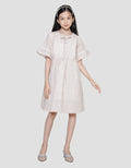 Sweet Miss Midi Dress Bunga Leher Kerut Tangan Terompet Anak Perempuan