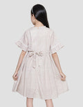 Sweet Miss Midi Dress Bunga Leher Kerut Tangan Terompet Anak Perempuan