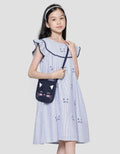 Sweet Miss Cat Bordir Midi Dress Anak Perempuan